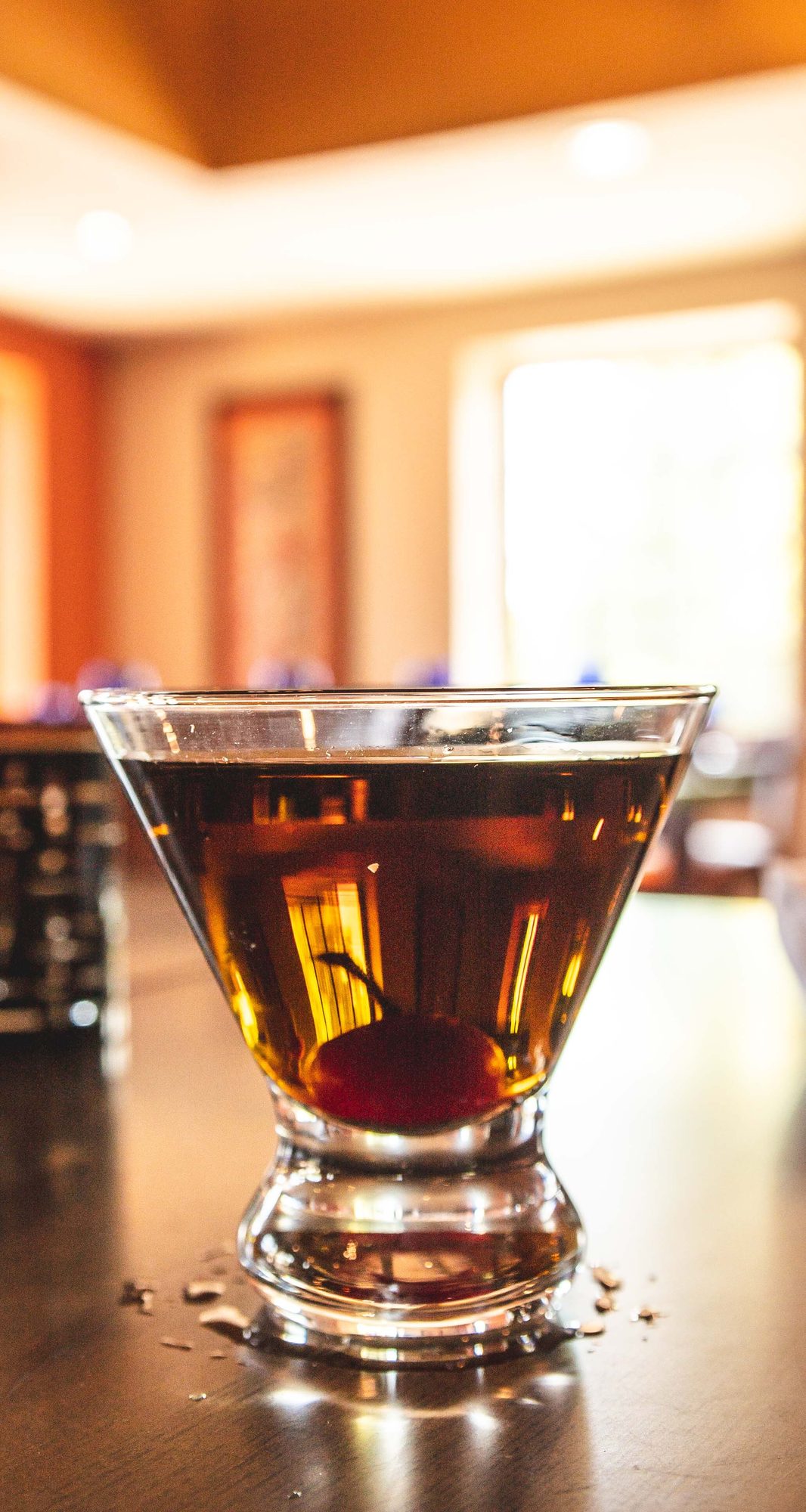 An espresso martini on the bar